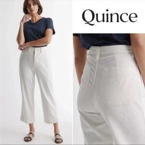 NWOT Quince Stretch Cotton Twill Wide Leg Crop Pants - Size 31